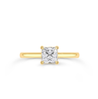 Princess Cut Solitaire Ring in flush setting - Yellow Gold - Bodega