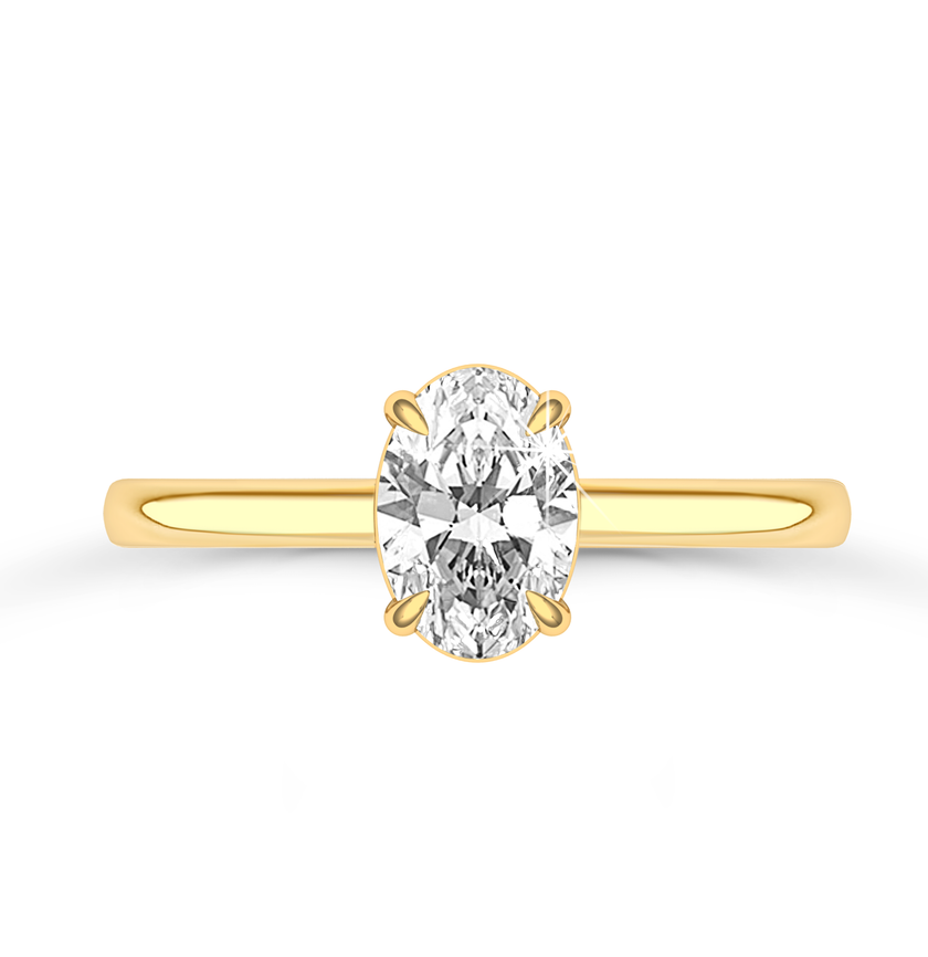 Oval Solitaire Ring in flush setting - Yellow Gold - Bodega
