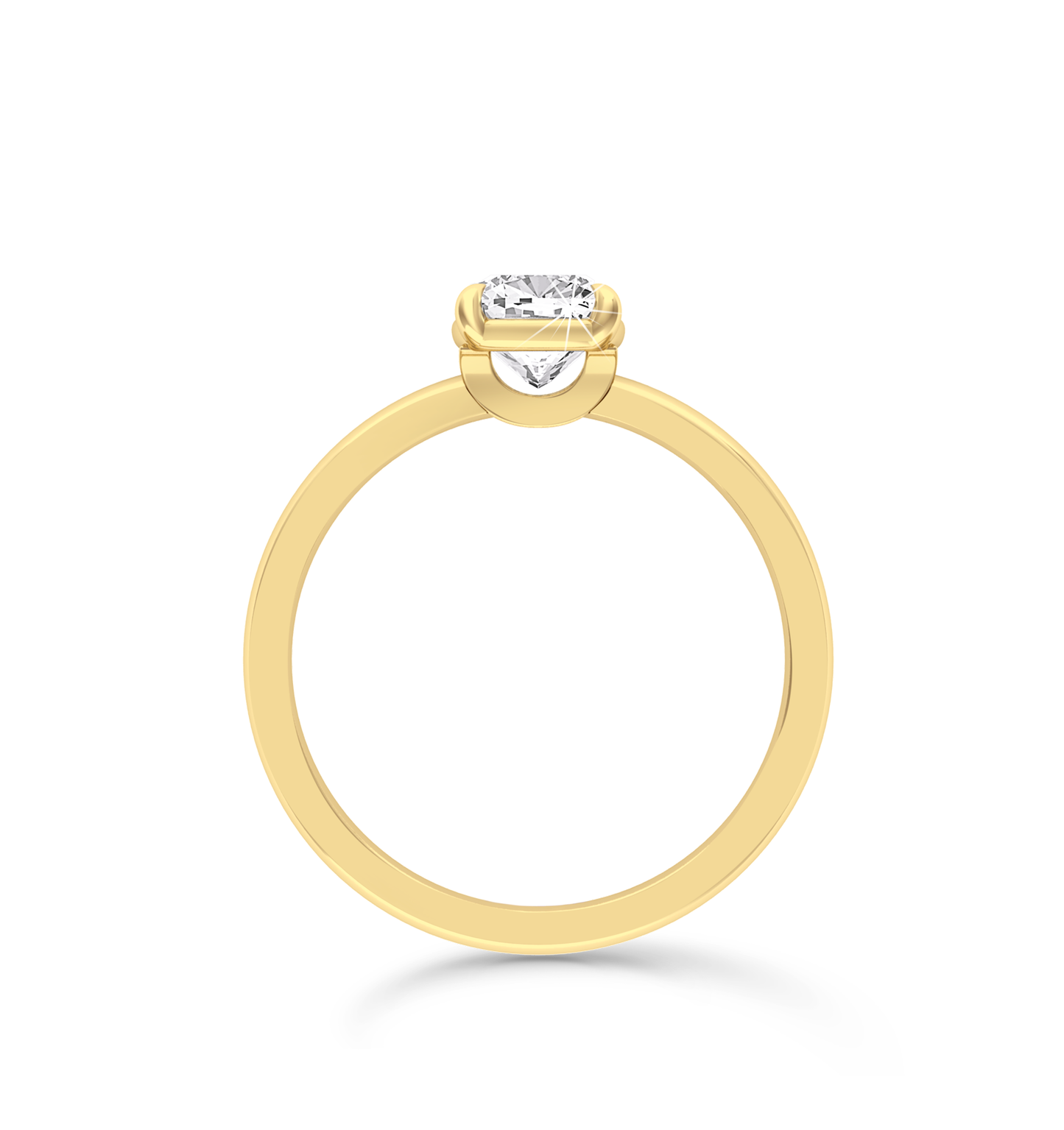 Cushion Cut Solitaire Ring in flush setting - Yellow Gold - Bodega