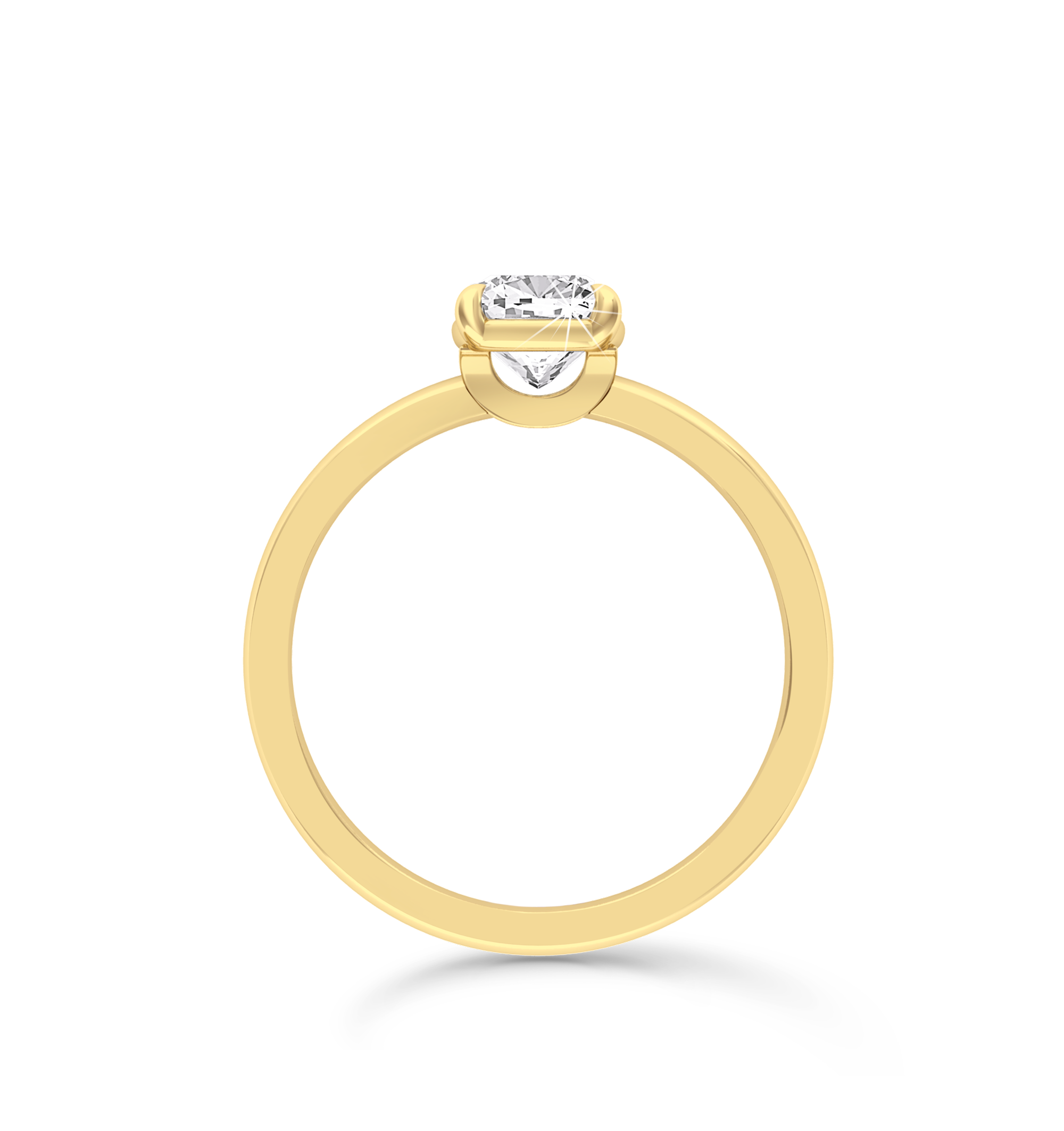 Cushion Cut Solitaire Ring in flush setting - Yellow Gold - Bodega