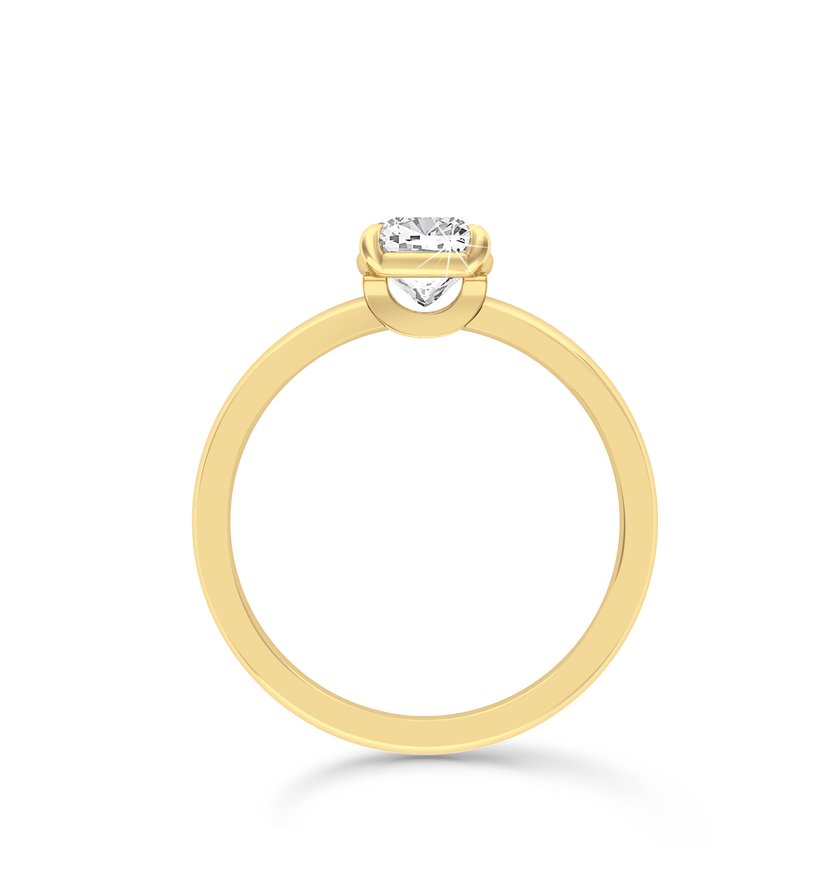 Cushion Cut Solitaire Ring in flush setting - Yellow Gold - Bodega