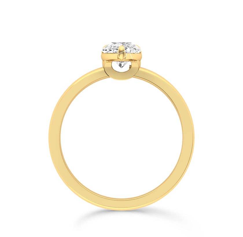 Pear Cut Solitaire Ring in flush setting - Yellow Gold - Bodega