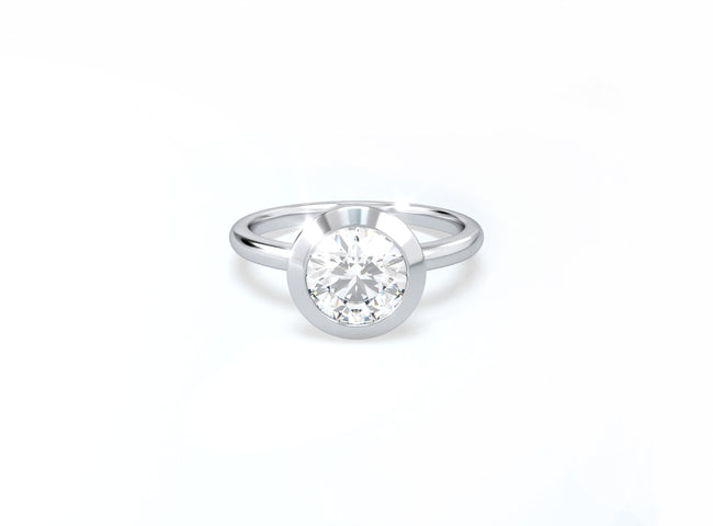 Bezel Set Round Brilliant Diamond Ring - Platinum - Bodega