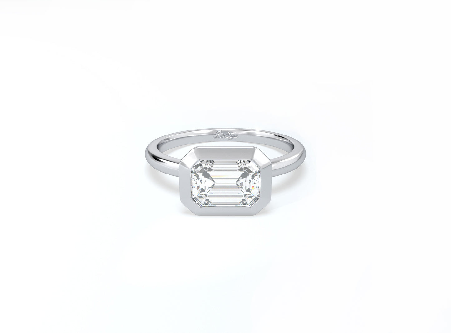 #2 Bezel Set Emerald Cut Diamond Ring - Platinum - Bodega