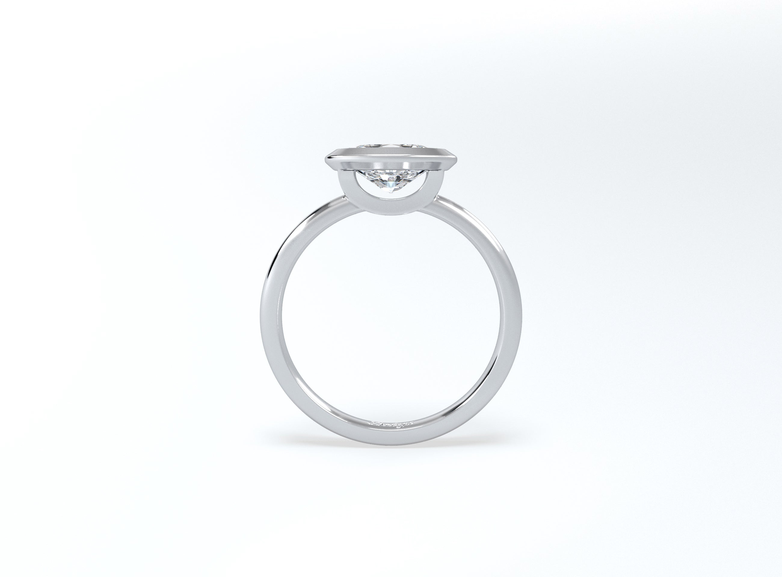 Bezel Set Oval Diamond Ring - Platinum - Bodega