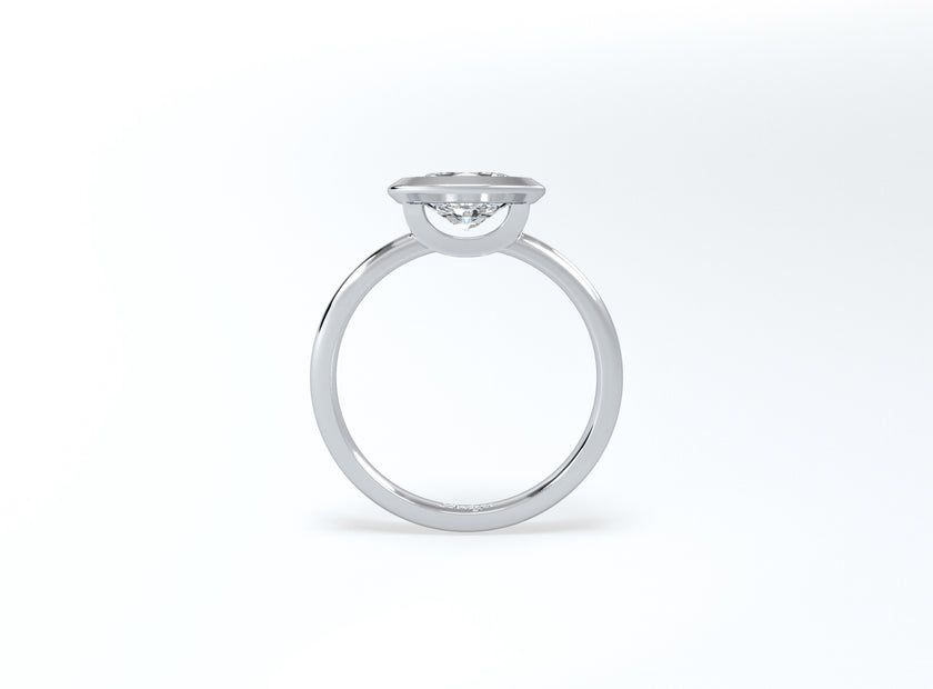 Bezel Set Oval Diamond Ring - Platinum - Bodega