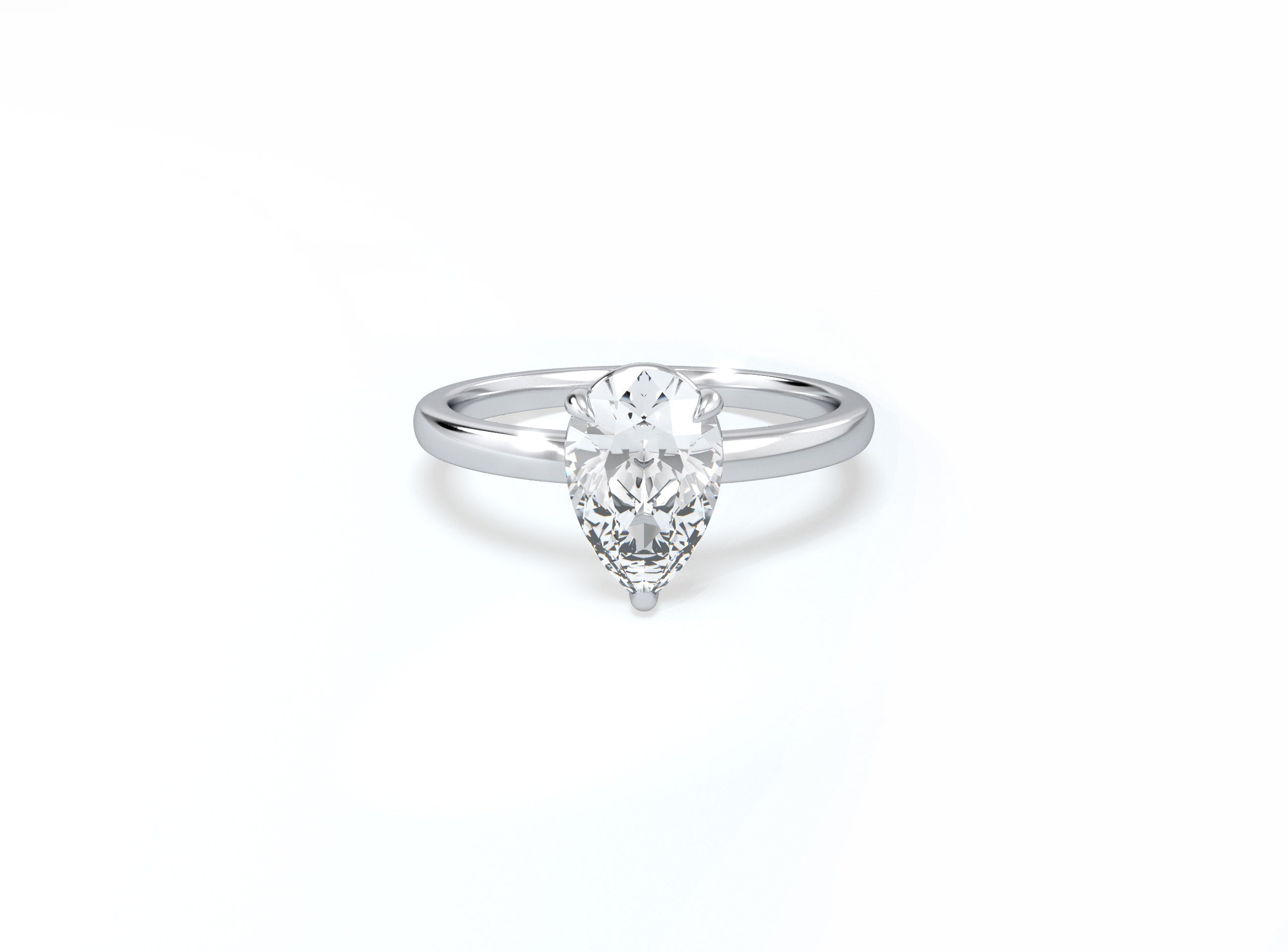 Pear Solitaire Ring - Platinum - Bodega