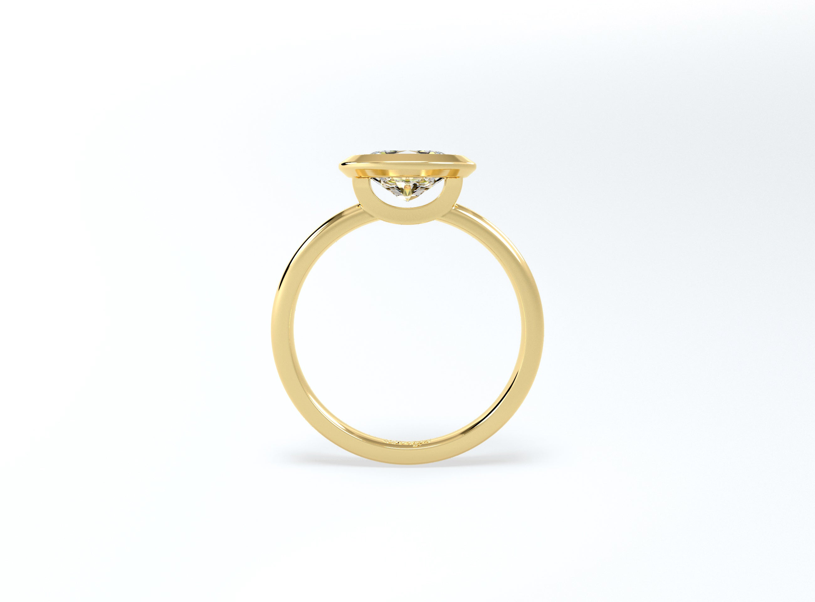 Bezel Set Oval Diamond Ring - Yellow Gold - Bodega