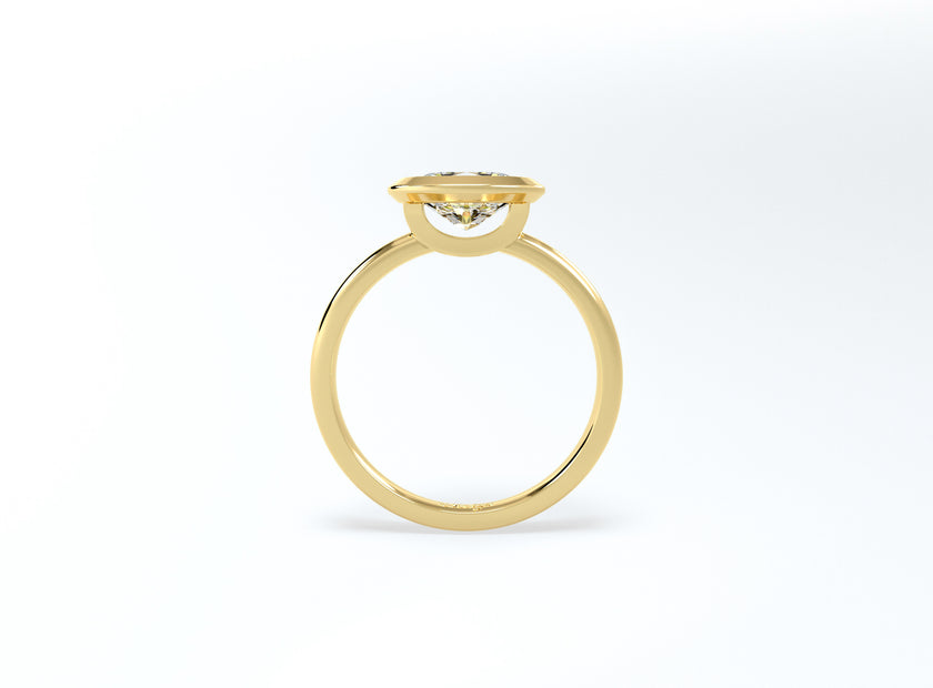 Bezel Set Oval Diamond Ring - Yellow Gold - Bodega