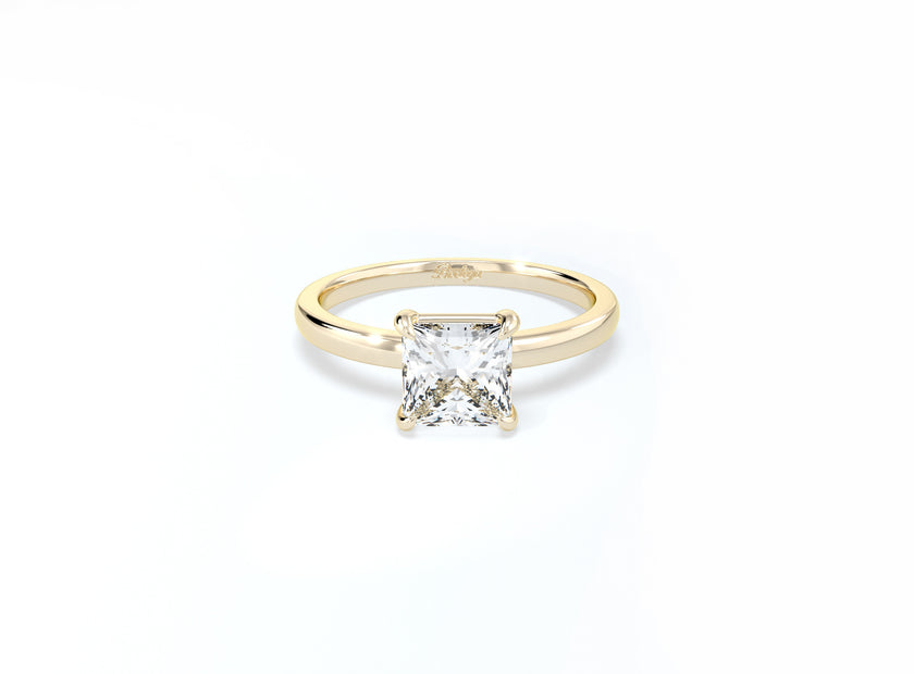 Cushion Cut Solitaire Ring - Yellow Gold - Bodega