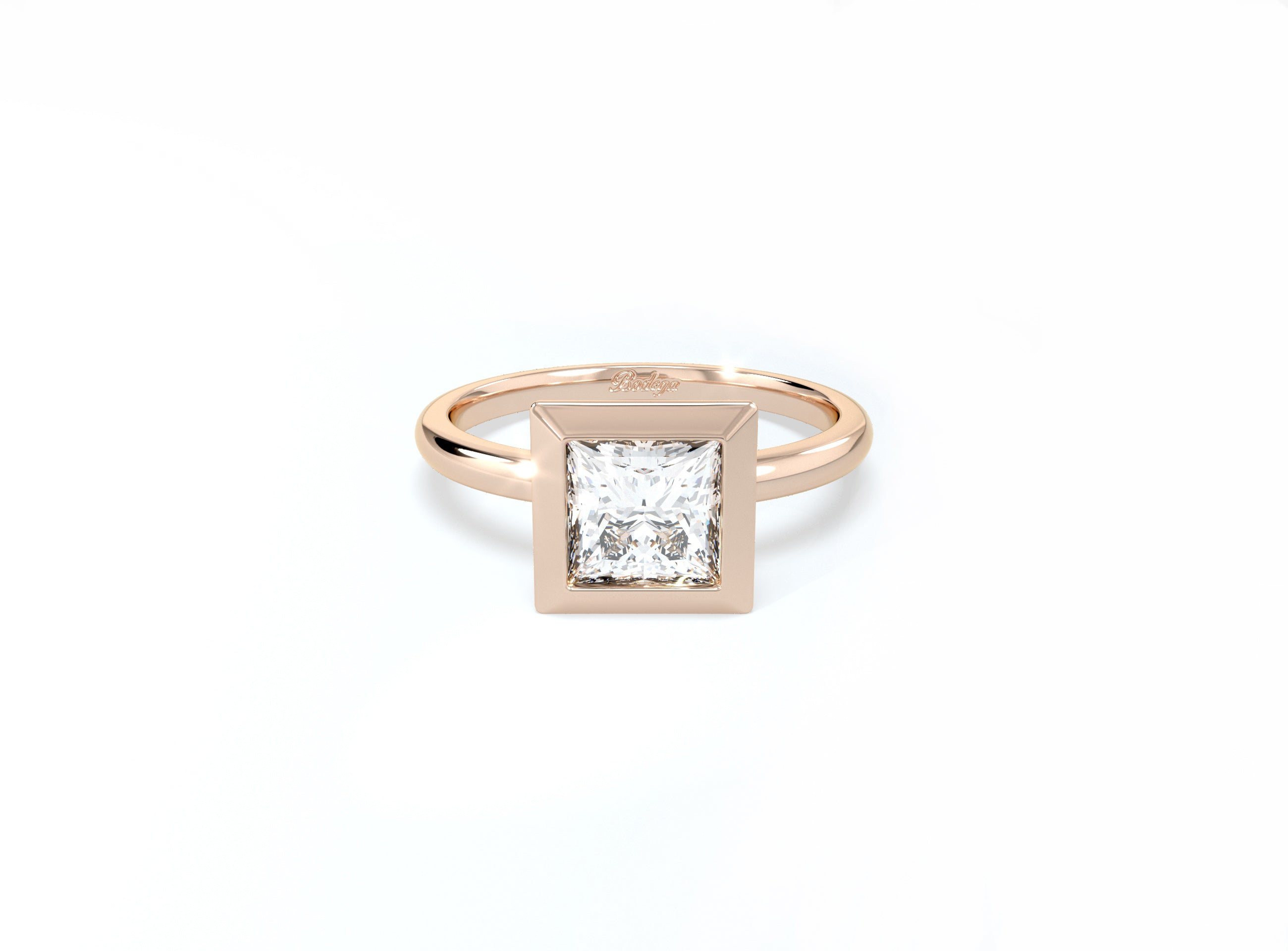 Princess Cut Bezel Ring - Rose Gold - Bodega