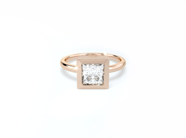 Princess Cut Bezel Ring - Rose Gold - Bodega