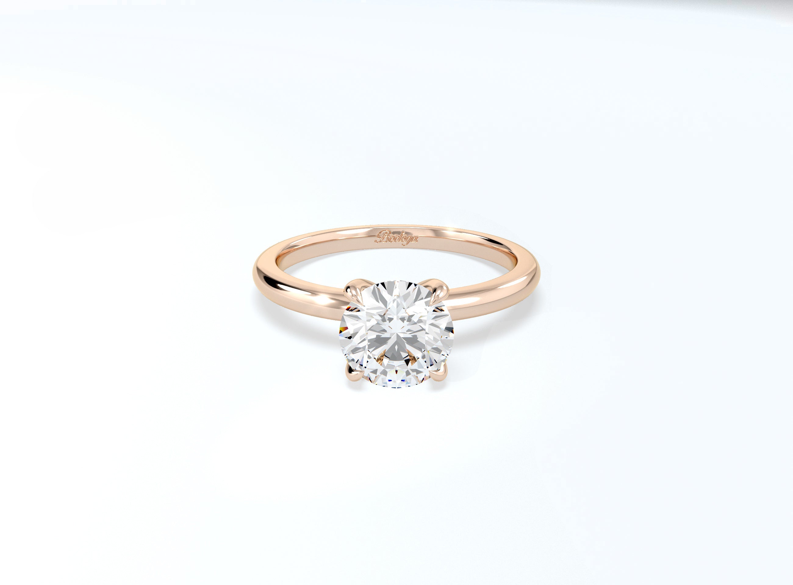 4 Claw Round Brilliant Solitaire Ring - Rose Gold - Bodega