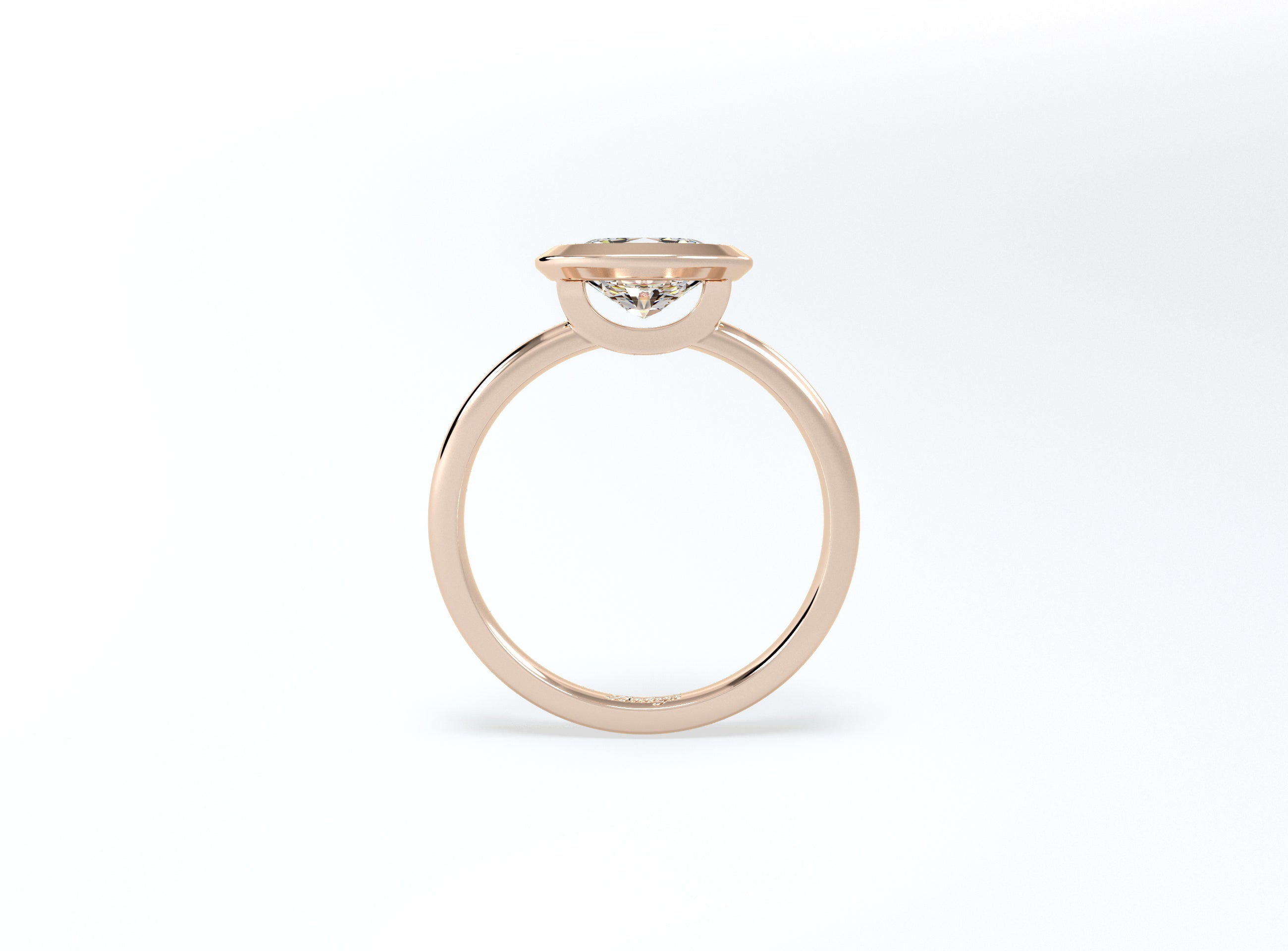 Bezel Set Oval Diamond Ring - Rose Gold - Bodega
