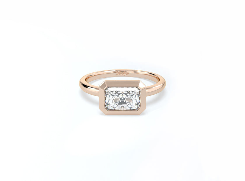 Radiant Cut Bezel Ring - Rose Gold - Bodega
