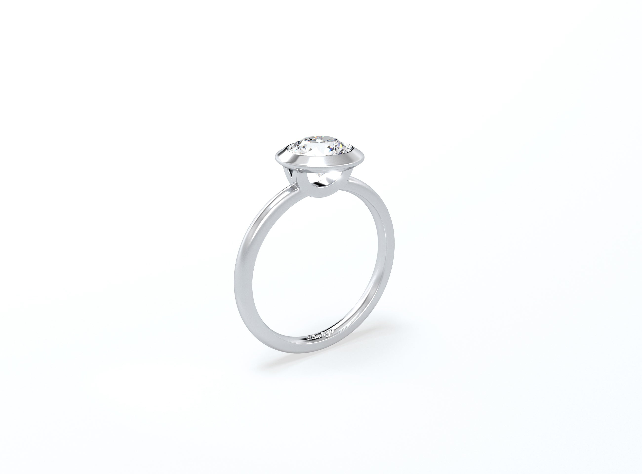 Bezel Set Round Brilliant Diamond Ring - Platinum - Bodega
