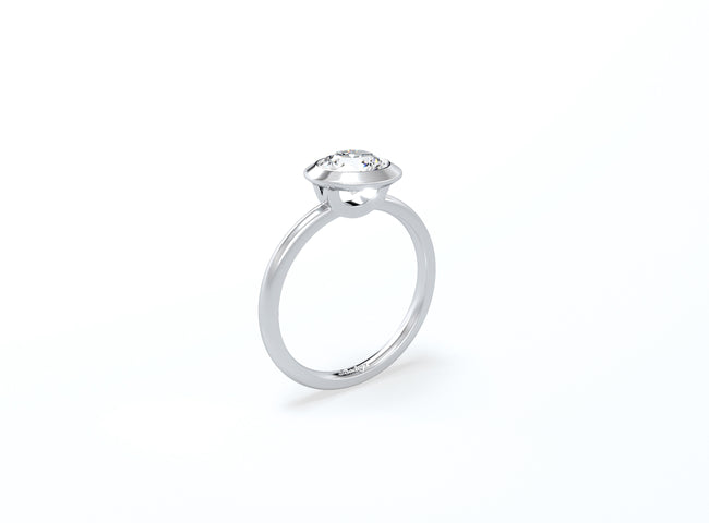 Bezel Set Round Brilliant Diamond Ring - Platinum - Bodega