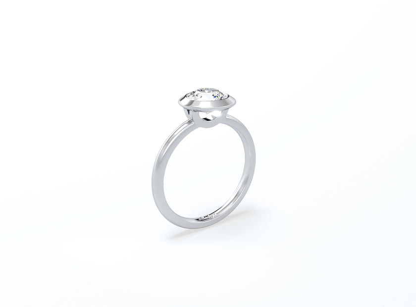 Bezel Set Round Brilliant Diamond Ring - Platinum - Bodega