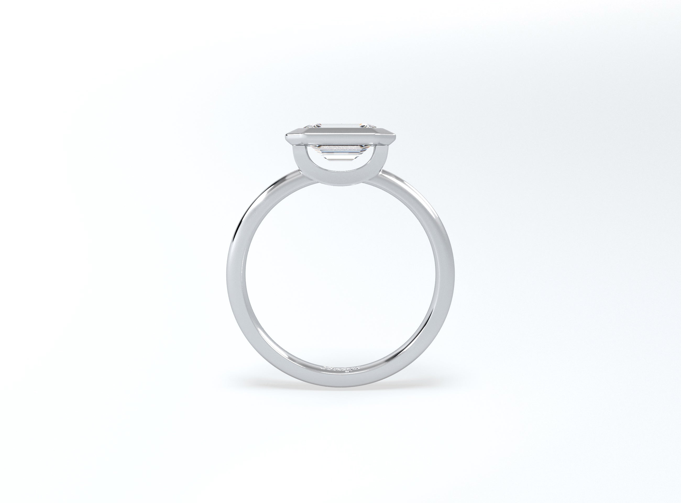 #2 Bezel Set Emerald Cut Diamond Ring - Platinum - Bodega