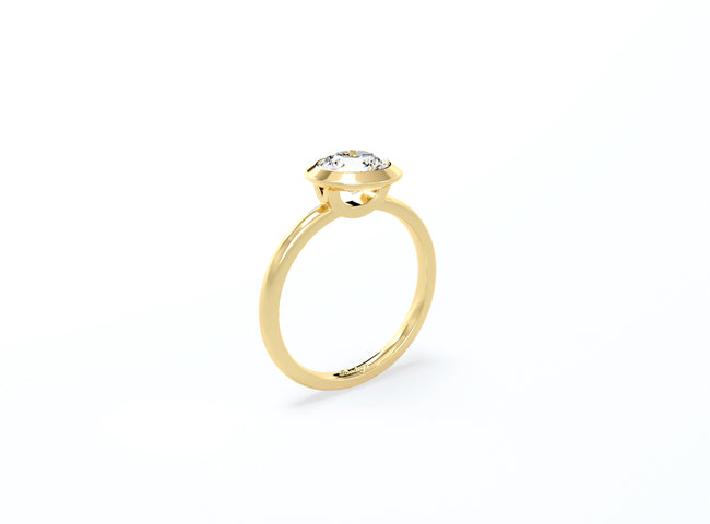 Bezel Set Round Brilliant Diamond Ring - Yellow Gold - Bodega