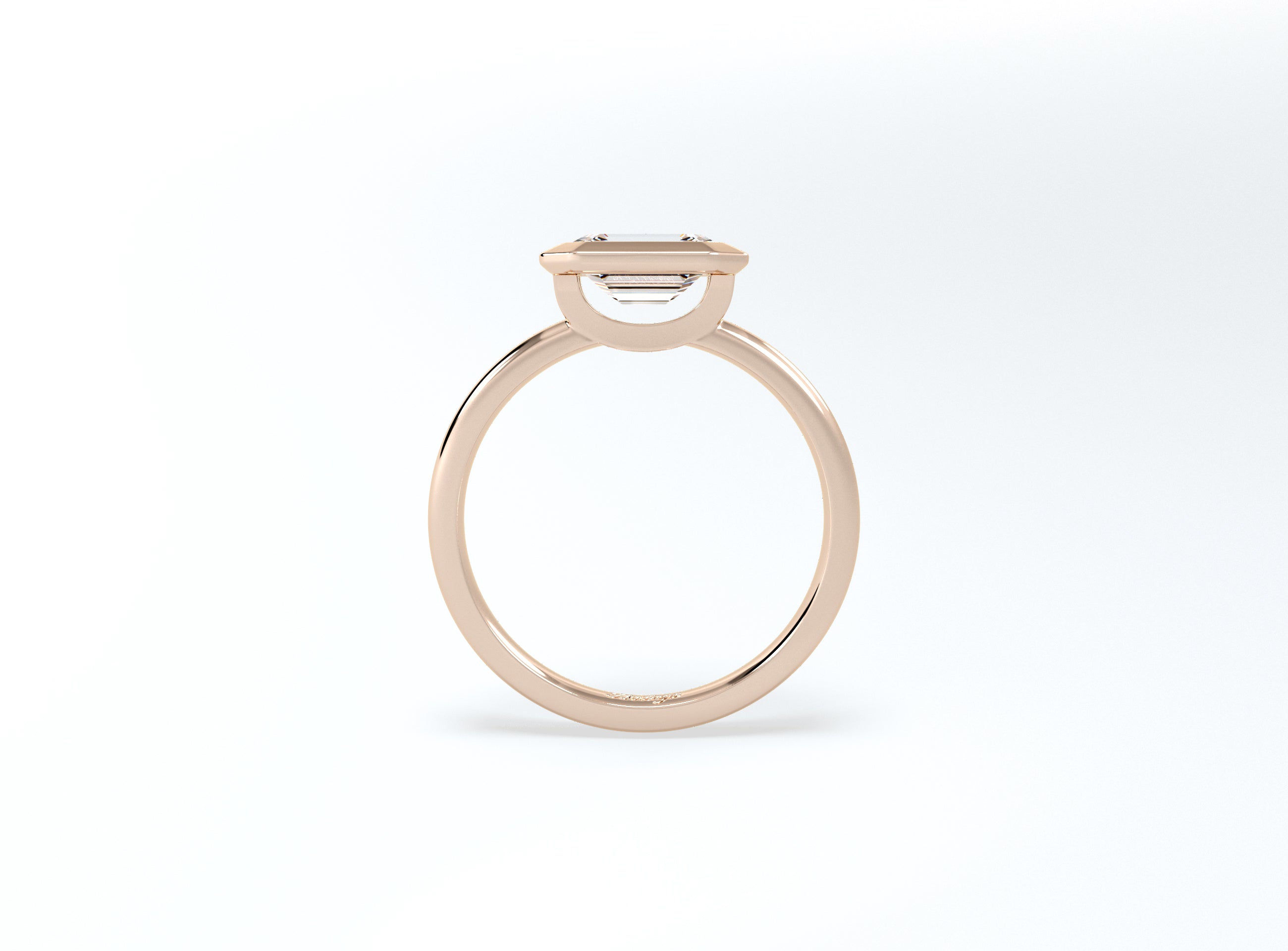 #2 Bezel Set Emerald Cut Diamond Ring - Rose Gold - Bodega