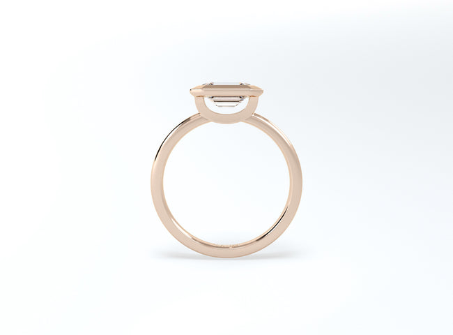 #2 Bezel Set Emerald Cut Diamond Ring - Rose Gold - Bodega