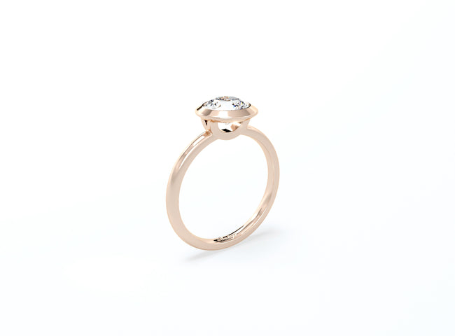 Bezel Set Round Brilliant Diamond Ring - Rose Gold - Bodega