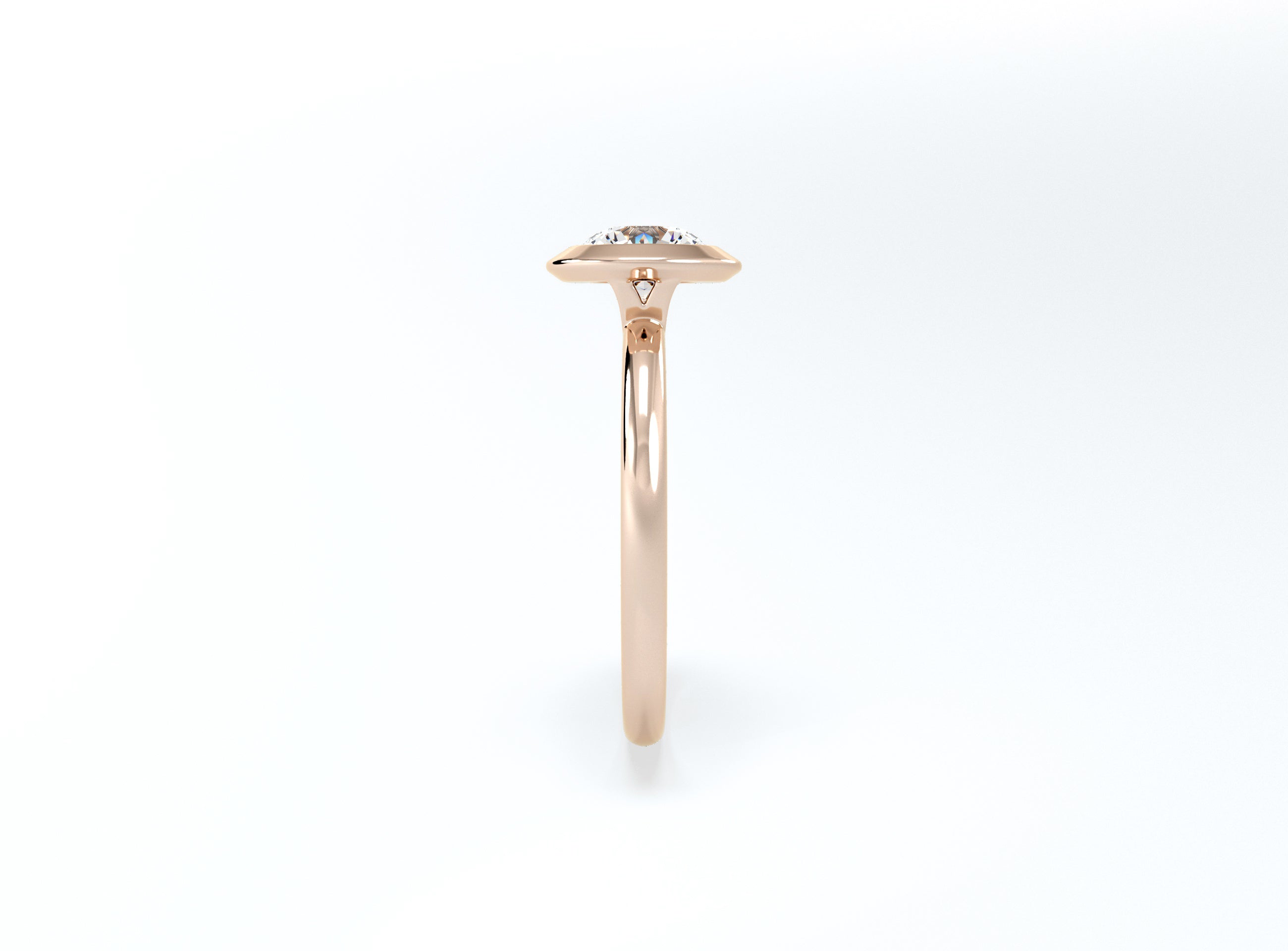 Bezel Set Round Brilliant Diamond Ring - Rose Gold - Bodega