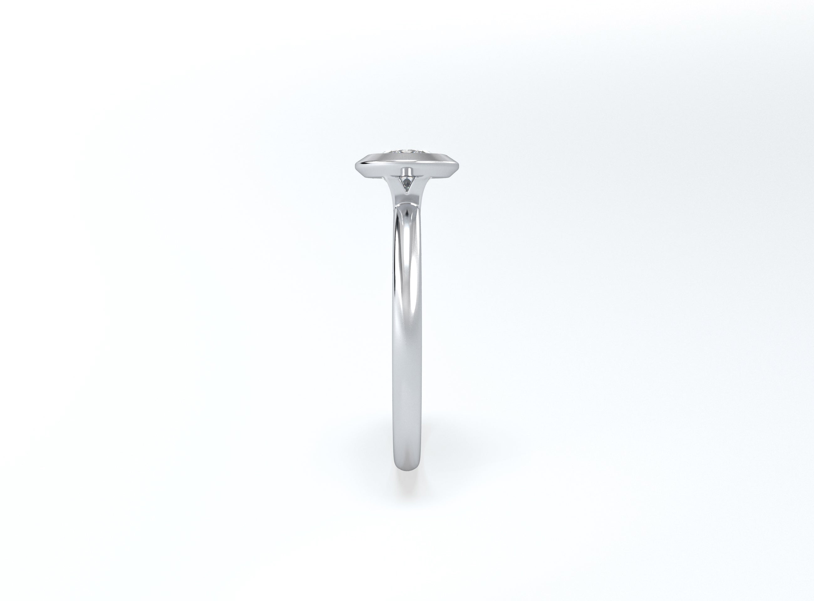 Bezel Set Oval Diamond Ring - Platinum - Bodega