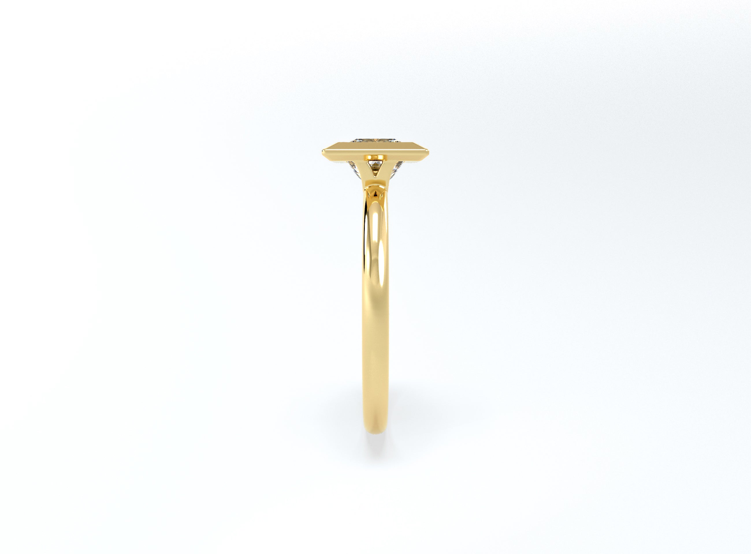 Princess Cut Bezel Ring - Yellow Gold - Bodega