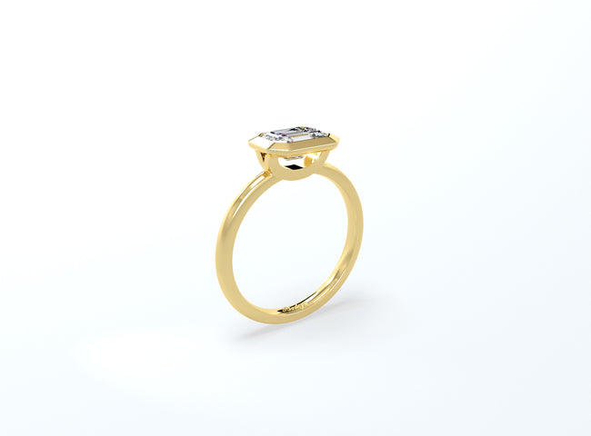 #2 Bezel Set Emerald Cut Diamond Ring - Yellow Gold - Bodega