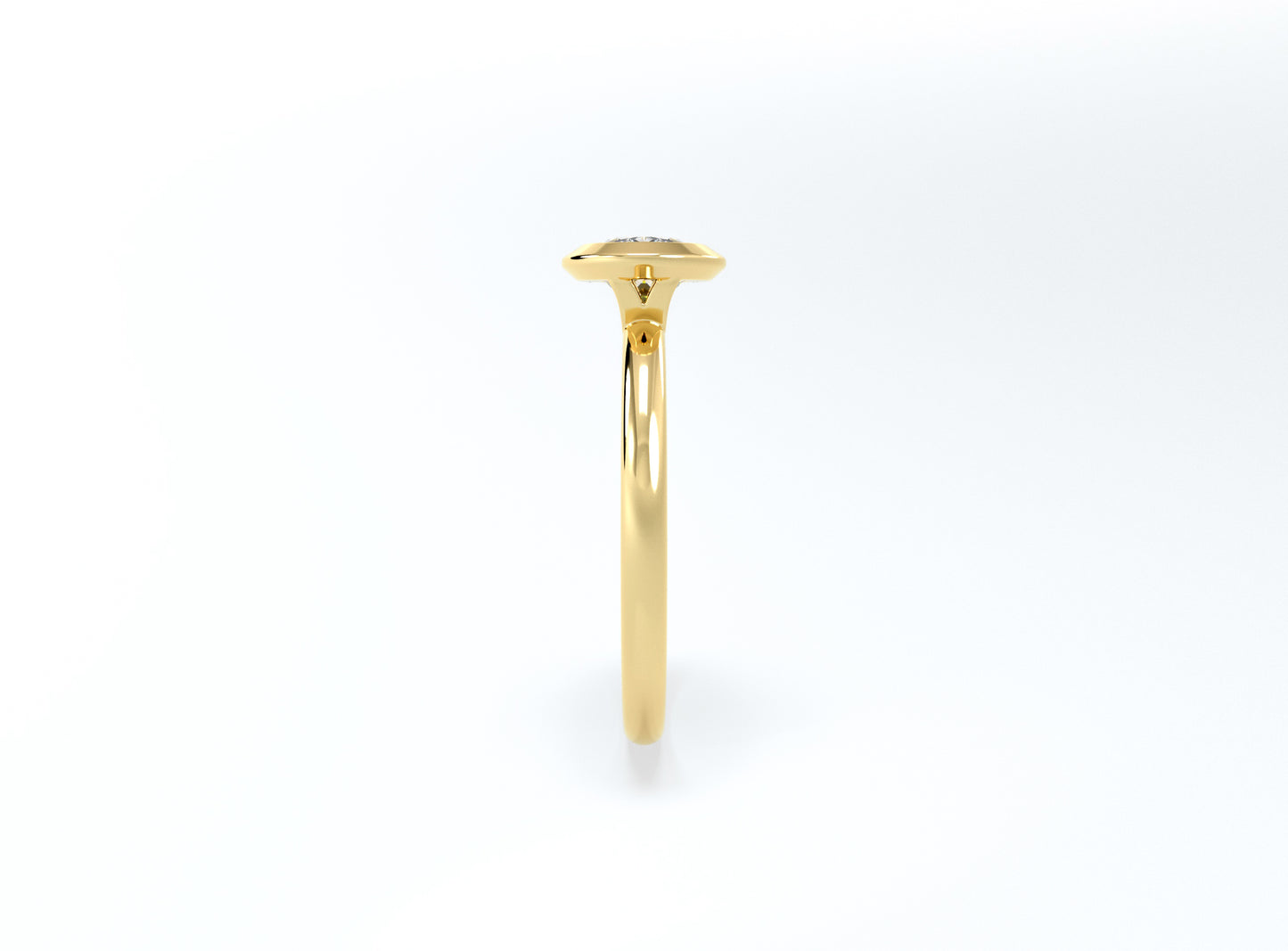 Bezel Set Oval Diamond Ring - Yellow Gold - Bodega