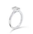 Bezel Set Emerald Cut Diamond Ring - Platinum - Bodega