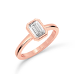 Bezel Set Emerald Cut Diamond Ring - Rose Gold - Bodega