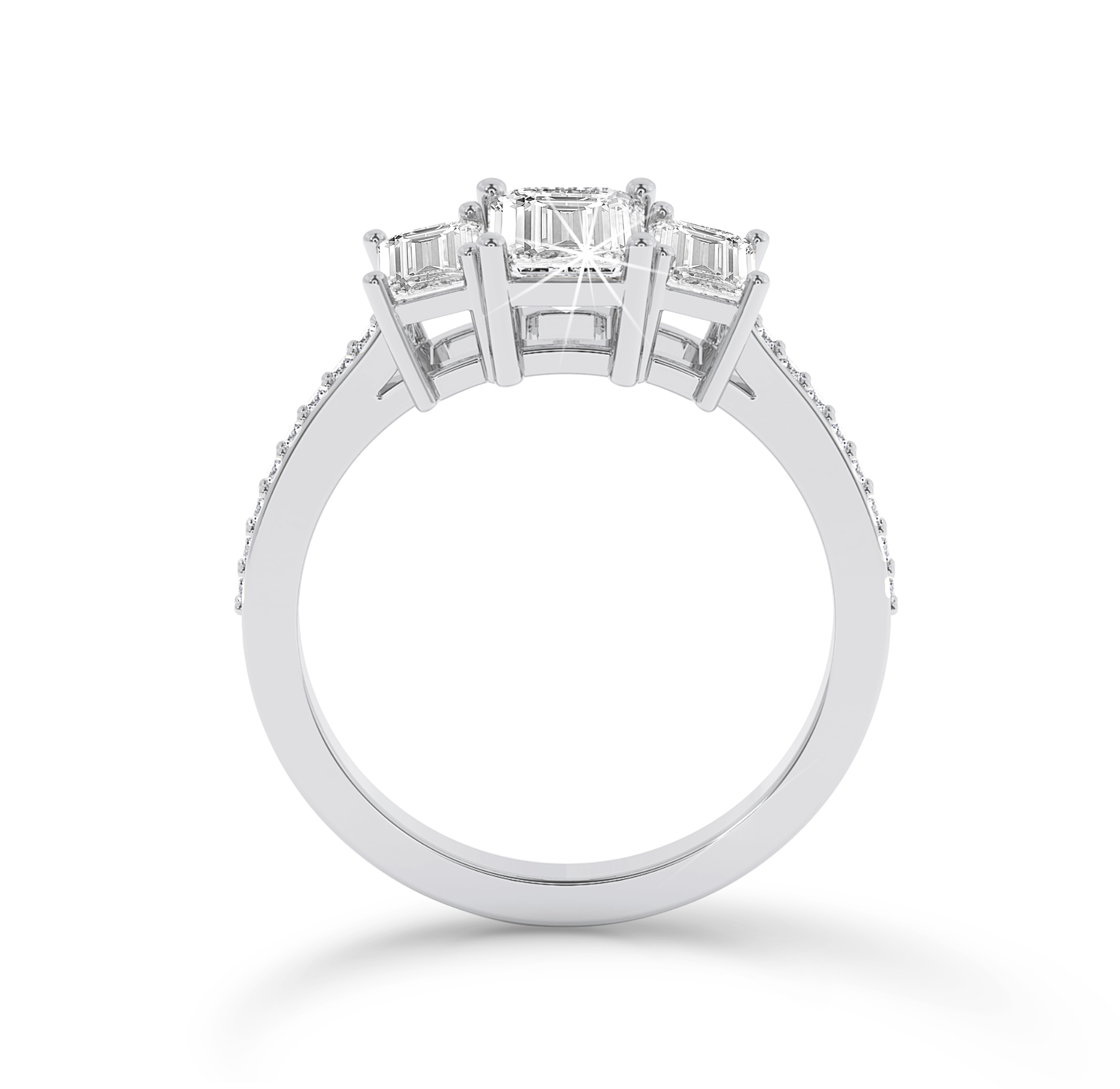 Emerald three stone Ring - Platinum - Bodega