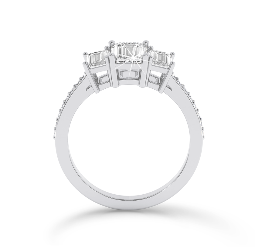 Emerald three stone Ring - Platinum - Bodega