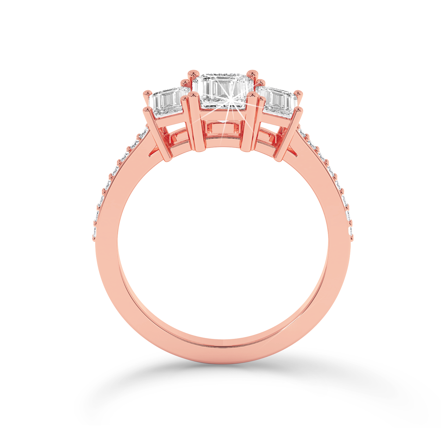Emerald three stone Ring - Rose Gold - Bodega