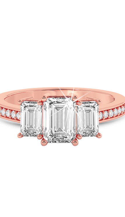 Emerald three stone Ring - Rose Gold - Bodega