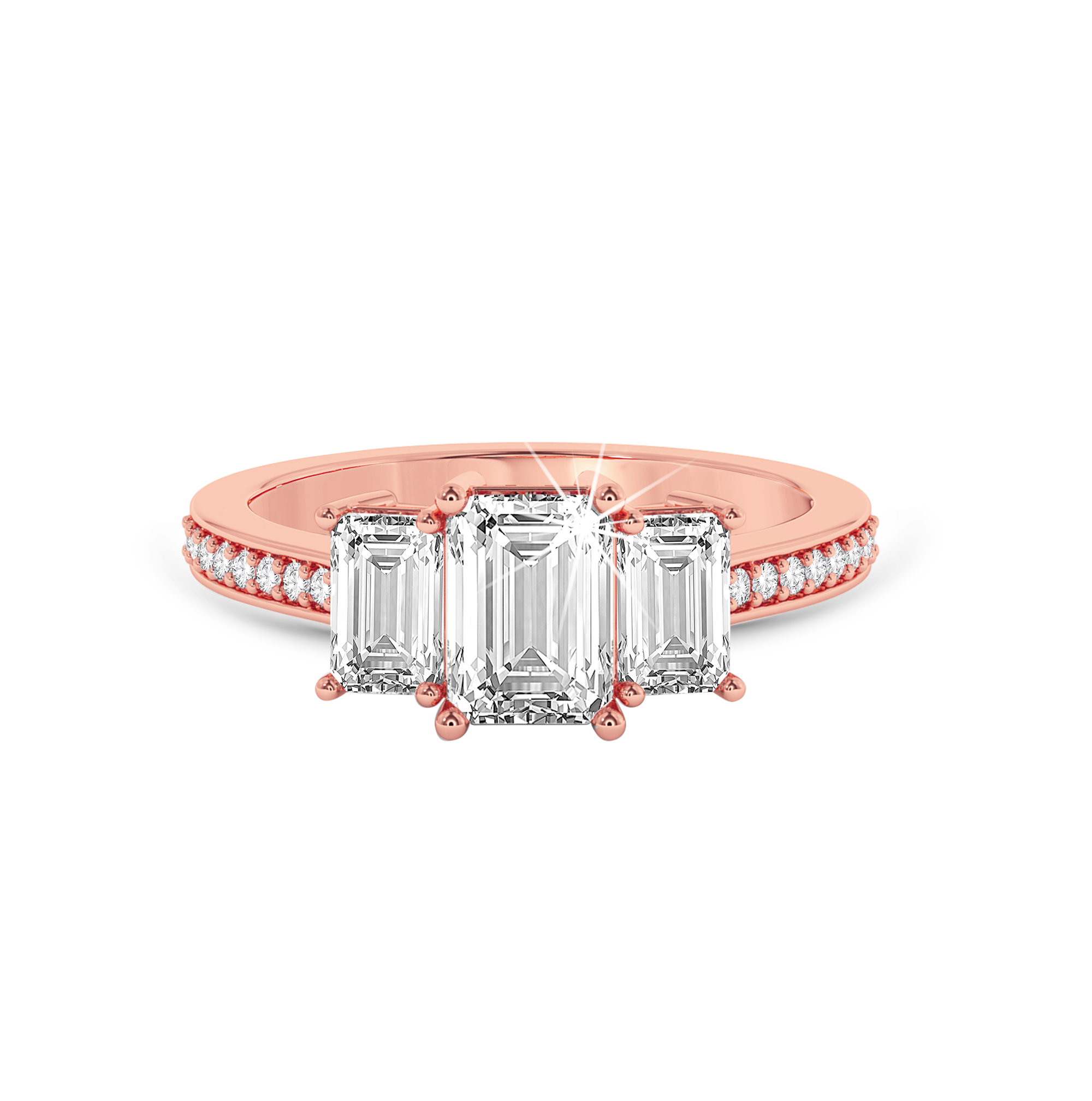 Emerald three stone Ring - Rose Gold - Bodega