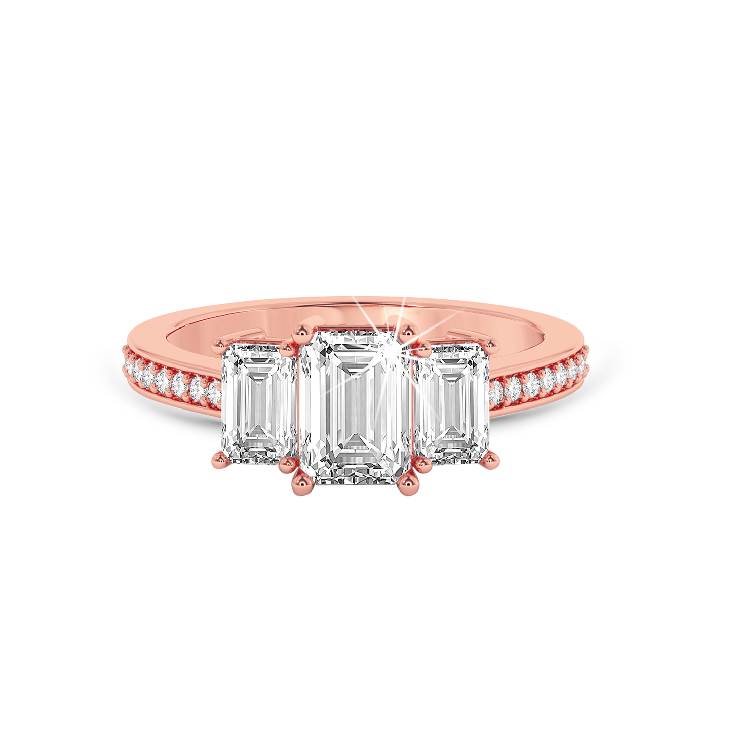 Emerald three stone Ring - Rose Gold - Bodega