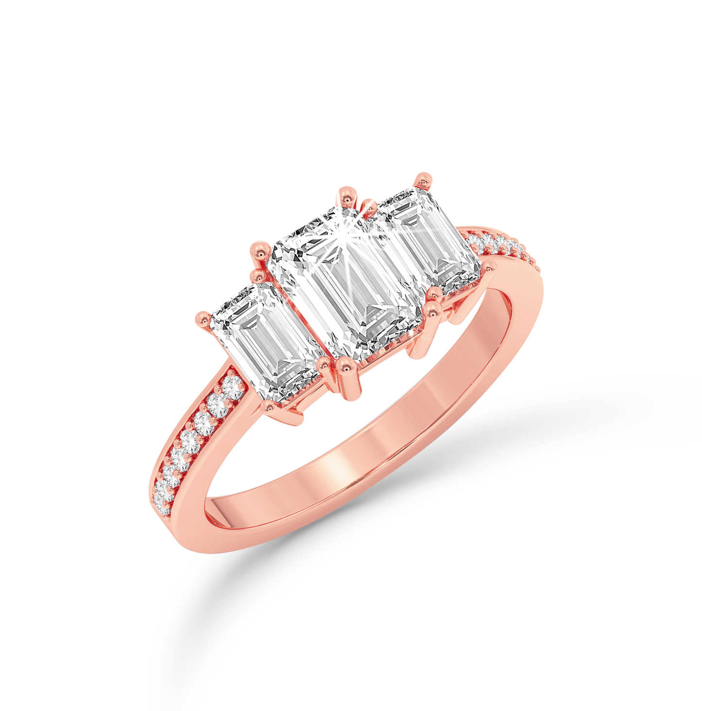 Emerald three stone Ring - Rose Gold - Bodega