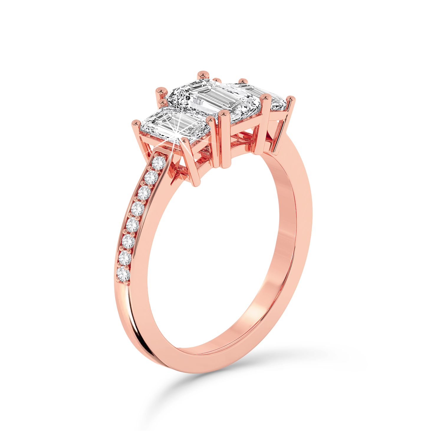 Emerald three stone Ring - Rose Gold - Bodega