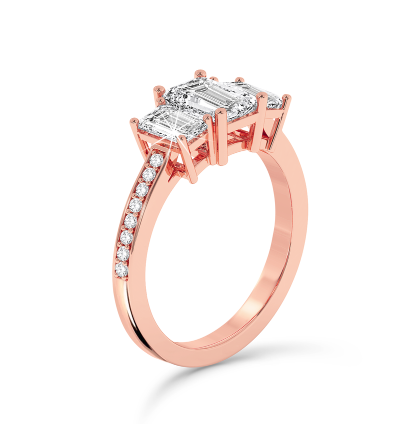 Emerald three stone Ring - Rose Gold - Bodega