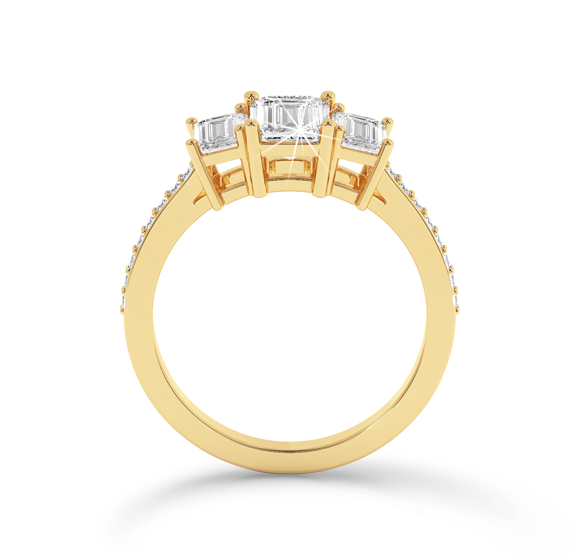Emerald three stone Ring - Yellow Gold - Bodega
