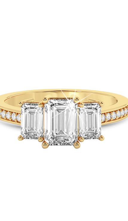 Emerald three stone Ring - Yellow Gold - Bodega