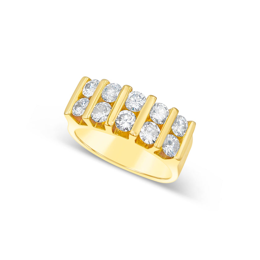 Ring set with round brilliant diamonds  - Yellow Gold - Bodega