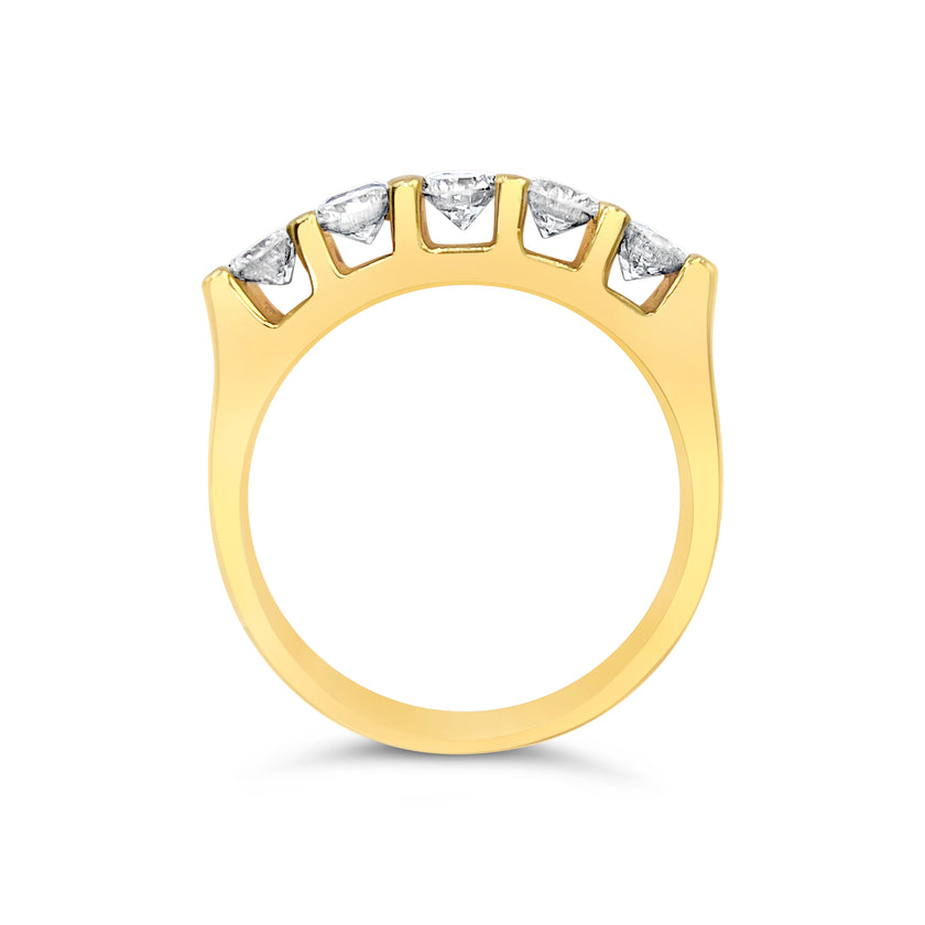 Ring set with round brilliant diamonds  - Yellow Gold - Bodega