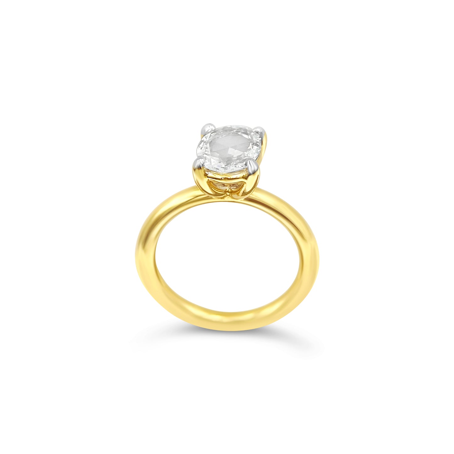 Oval Cut Solitaire Ring with accent prongs- Yellow Gold - Bodega