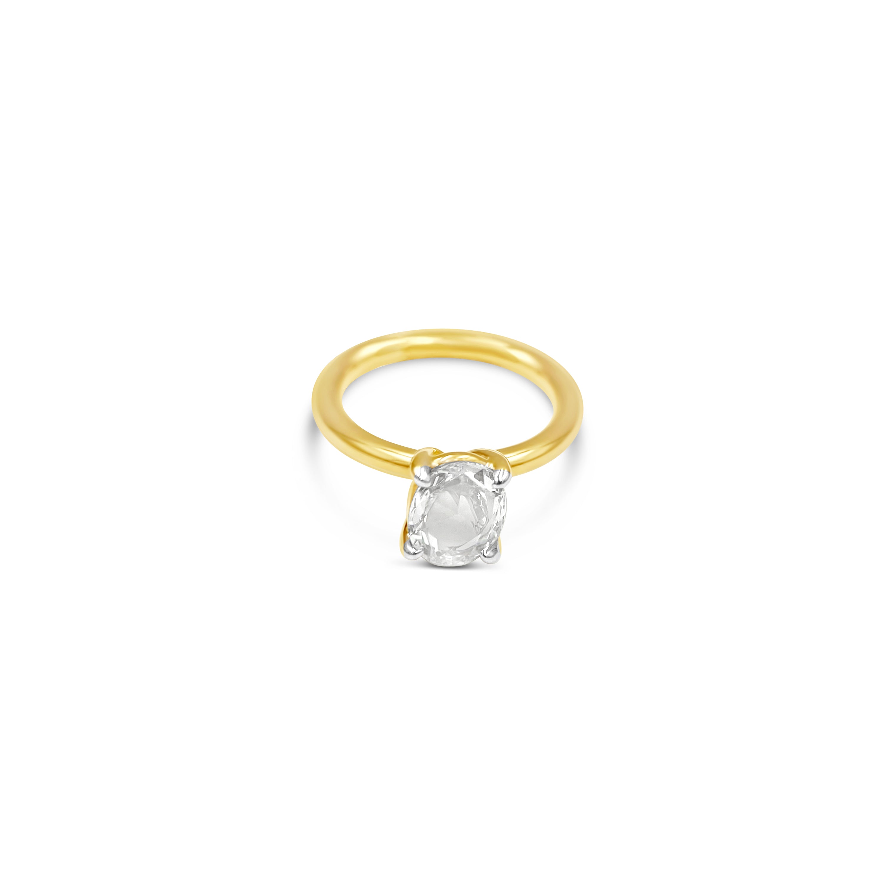 Oval Cut Solitaire Ring with accent prongs- Yellow Gold - Bodega