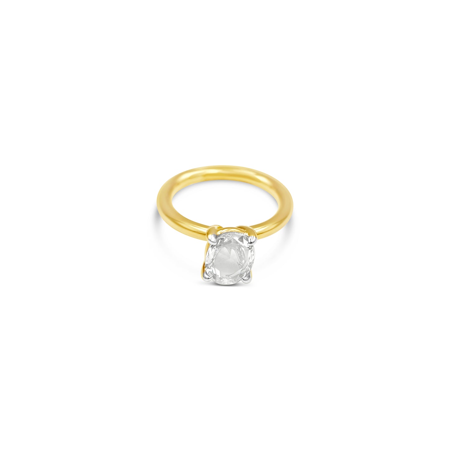Oval Cut Solitaire Ring with accent prongs- Yellow Gold - Bodega